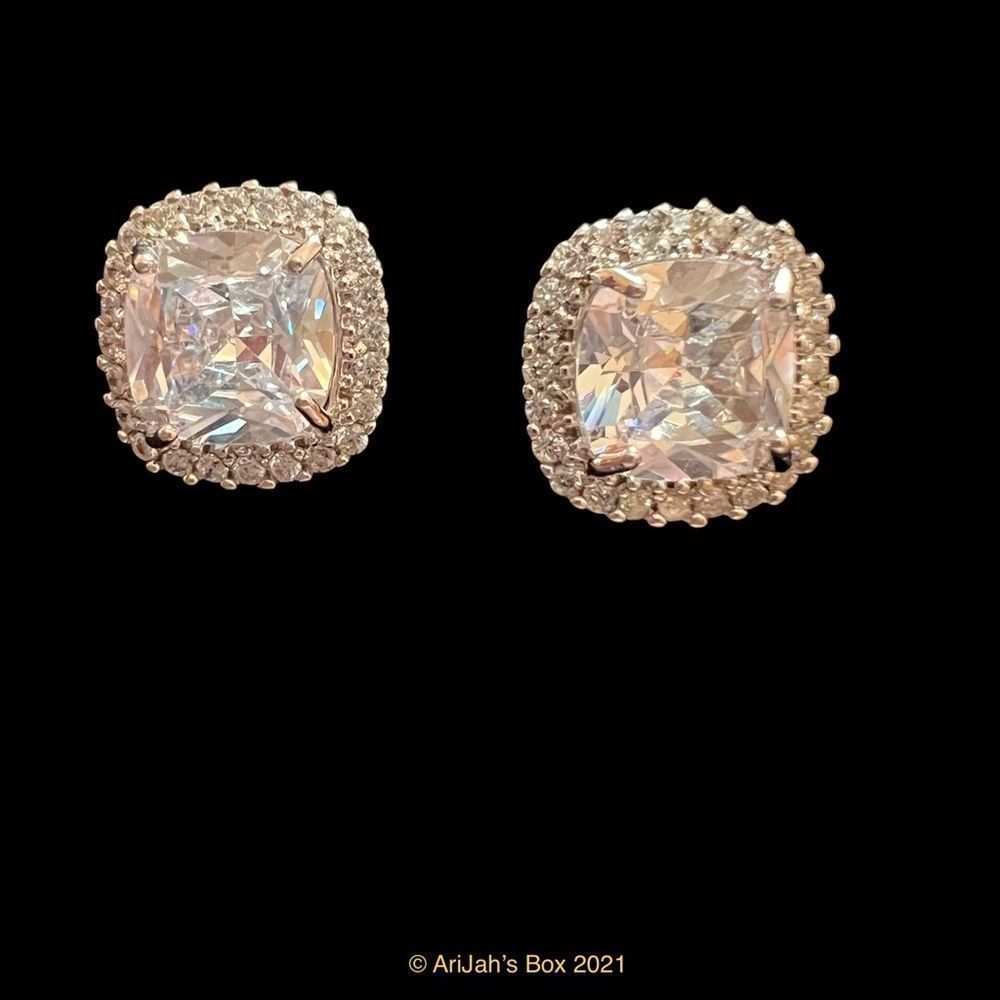 Silver Diamond Princess Studs